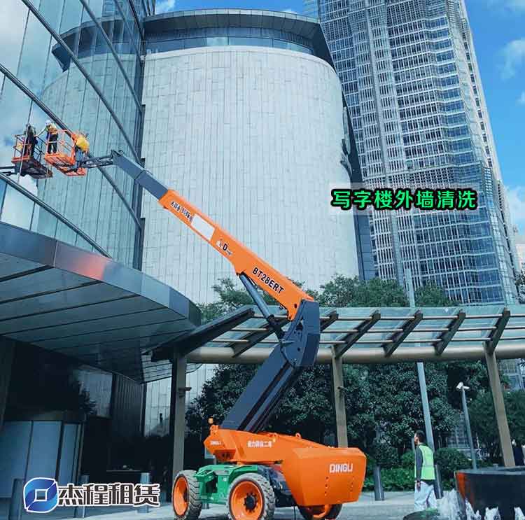 电动直臂车出租应用于写字楼外墙清洗
